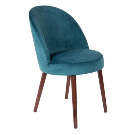 silla de terciopelo azul Barbara