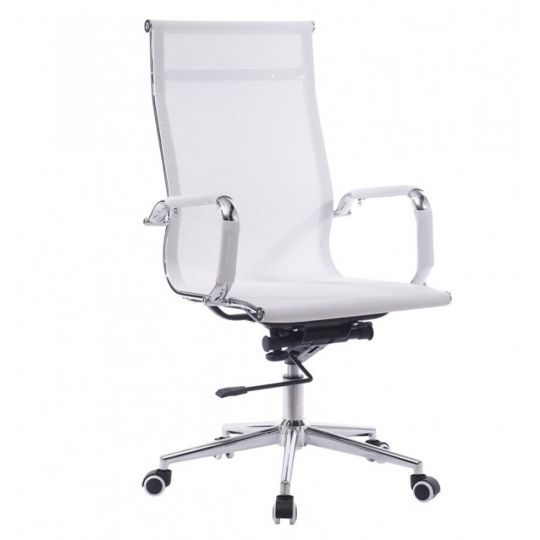 silla oficina réplica eames blanca alta malla