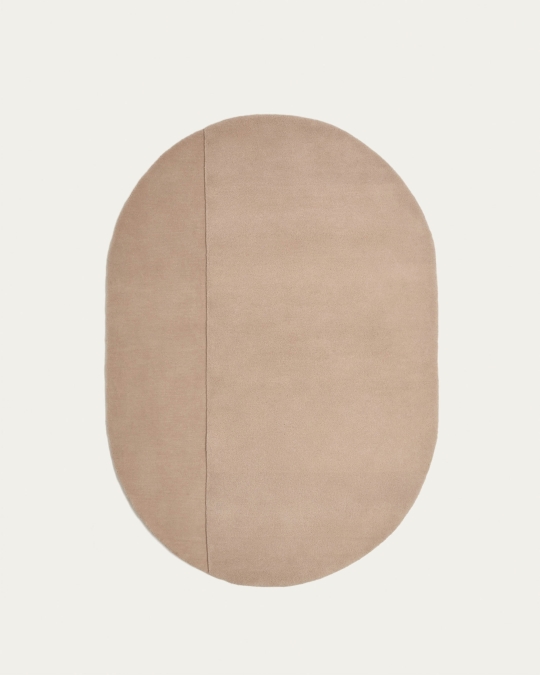 Alfombra ovalada Cosima de lana beige Ø 160 x 230 cm