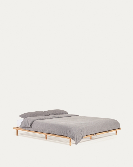 Cama Anielle de madera maciza de fresno para colchón de 160 x 200 cm