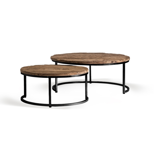 Set de mesas de centro J/2 Akron en color negro/natural envejecido