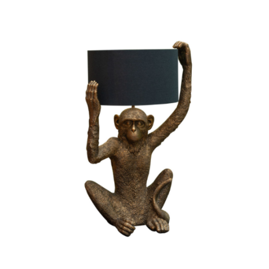 Lámpara de mesa con diseño de mono dorado