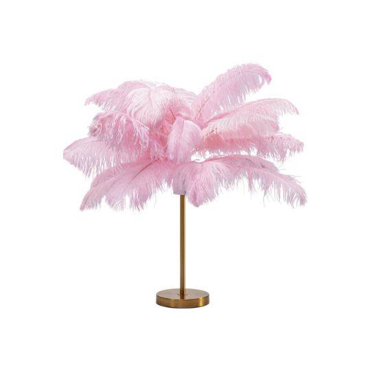 Lámpara mesa Feather Palm rosa 60cm