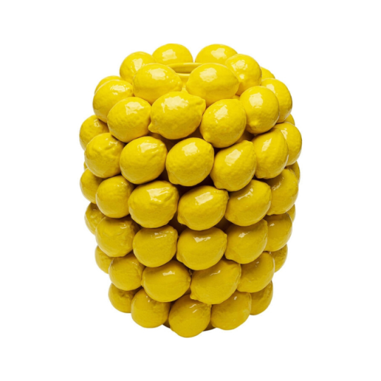 vista frontal jarron de limones