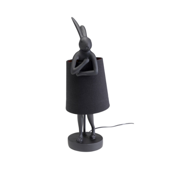 Lámpara de mesa Animal Rabbit en negro mate en vista frontal