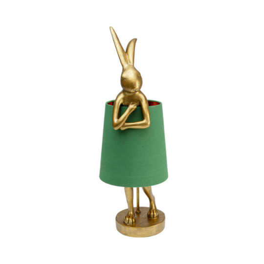 Lámpara de mesa Animal Rabbit en oro verde en vista frontal