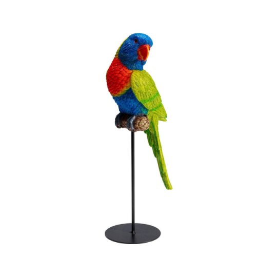 Figura Deco Parrot Verde de poliresina y acero lacado
