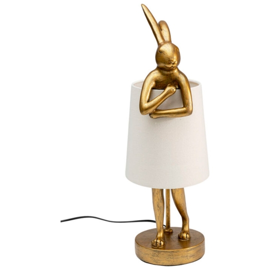 lámpara mesa rabbit blanca y dorada