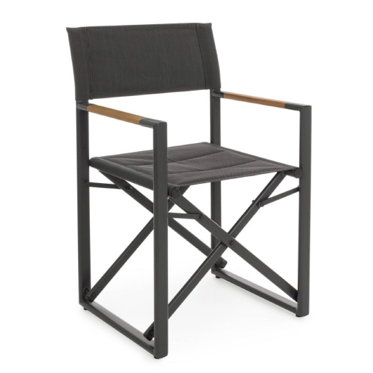 Silla Director Lagun Antracita de Bizzotto en un salón moderno.