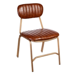 silla marrón dorada PU