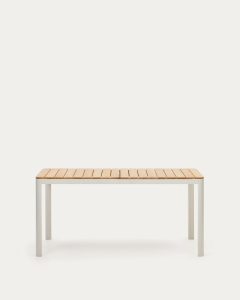 Mesa exterior Bona madera maciza de teca y aluminio con acabado blanco 160 x 90 cm