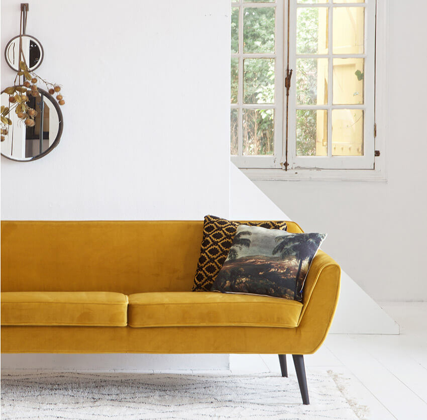 sofa terciopelo amarillo